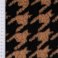 Fellimitat Kunstfell Teddyplüsch Hahnentritt camel schwarz 1.5m