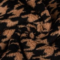 Fellimitat Kunstfell Teddyplüsch Hahnentritt camel schwarz 1.5m