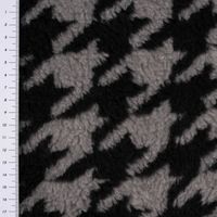 Fellimitat Kunstfell Teddyplüsch Hahnentritt grau schwarz 1.5m Breite