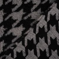 Fellimitat Kunstfell Teddyplüsch Hahnentritt grau schwarz 1.5m Breite