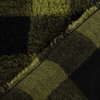 Fellimitat Kunstfell Teddyplüsch Karo grün schwarz 1.5m Breite