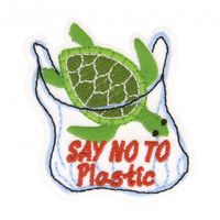 Applikation Bügelbild Schildkröte SAY NO TO PLASTIC 4x4cm