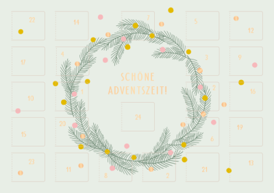 Grafik Werkstatt Adventskalenderkarte Schöne Adventszeit mint goldfarbig 12x17cm