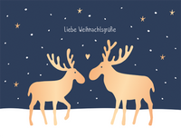 Grafik Werkstatt Doppelkarte Liebe Weihnachtsgrüße Elche dunkelblau goldfarbig weiß 10.8x14.2cm