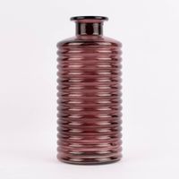 Große Vase zylinderförmig mit Rillenprägung u. schmalem Hals Glas klar violett 14.5x31cm