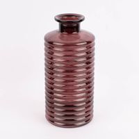 Große Vase zylinderförmig mit Rillenprägung u. schmalem Hals Glas klar violett 14.5x31cm