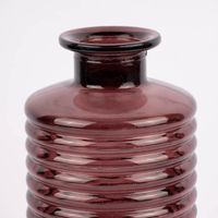 Große Vase zylinderförmig mit Rillenprägung u. schmalem Hals Glas klar violett 14.5x31cm