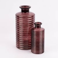 Große Vase zylinderförmig mit Rillenprägung u. schmalem Hals Glas klar violett 14.5x31cm