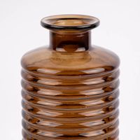 Große Vase zylinderförmig mit Rillenprägung u. schmalem Hals Glas klar braun 14.5x31cm