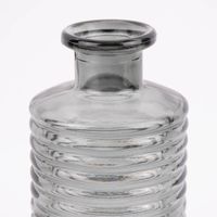Vase zylinderförmig mit Rillenprägung u. schmalem Hals Glas klar grau 9.5x21.5cm