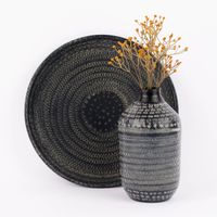 Dekoteller Antikmuster geprägt Metall schwarz creme 36x3cm