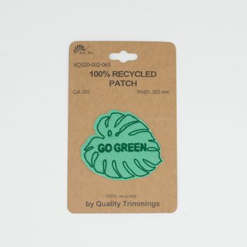 Applikation Bügelbild Go Green Blatt aus recycelten PET-Flaschen 46x55mm (HxB)