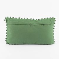 Deko Kissen einfarbig strukturiert mit Pompons altgrün 30x50cm
