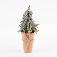 Kunstpflanze im Topf Zuckerhutfichte mit Schnee grün braun weiß 27x12cm