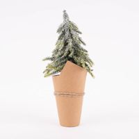 Kunstpflanze im Topf Zuckerhutfichte mit Schnee grün braun weiß 27x12cm