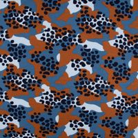 Sweatstoff Bio Soft Sweat dünn Camouflage Leo blau braun dunkelblau 1