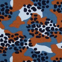Sweatstoff Bio Soft Sweat dünn Camouflage Leo blau braun dunkelblau 1