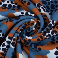 Sweatstoff Bio Soft Sweat dünn Camouflage Leo blau braun dunkelblau 1