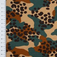 Sweatstoff Bio Soft Sweat dünn Camouflage Leo camel braun dunkelgrün