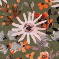 Sweatstoff Digitaldruck Aquarell Blumen khaki orange rosa 1.45m