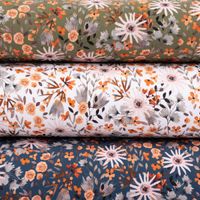 Sweatstoff Digitaldruck Aquarell Blumen khaki orange rosa 1.45m