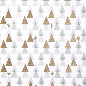 Rico Design Baumwollstoff Druckstoff grafische Tannen weiß gold 50x140