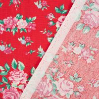Rico Design Baumwollstoff Druckstoff Blumen rot rosa 50x140cm
