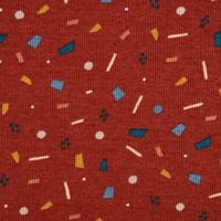 Jersey Rippjersey bedruckt Konfetti Tupfen Striche braun blau ocker 1.