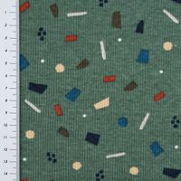 Jersey Rippjersey bedruckt Konfetti Tupfen Striche altgrün braun blau
