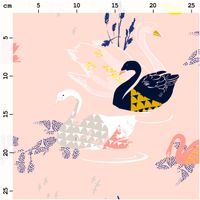 Rico Design Druckstoff Schwan beschichtete Baumwolle Stoffabschnitt rosa bunt 50x140cm