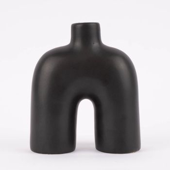 Kerzenhalter für Stabkerzen Bogen Keramik matt schwarz oder weiß 16x14x6.5cm