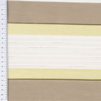 Gardinenstoff Dekostoff halbtransparent Streifen mit goldfarbigen Effekten grün taupe creme 1.50m Breite