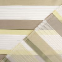 Gardinenstoff Dekostoff halbtransparent Streifen mit goldfarbigen Effekten grün taupe creme 1.50m Breite
