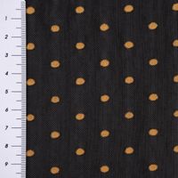 Tüll Mesh Stretch extraweich mit Flock Punkte schwarz ocker 1.4m