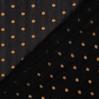 Tüll Mesh Stretch extraweich mit Flock Punkte schwarz ocker 1.4m
