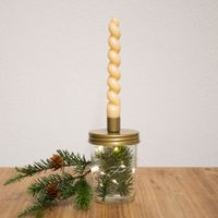 Kerzenhalter für Stabkerzen mit Dekoglas Metall u. Glas goldfarbig schimmernd klein 9x11cm