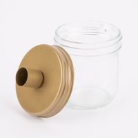 Kerzenhalter für Stabkerzen mit Dekoglas Metall u. Glas goldfarbig schimmernd klein 9x11cm