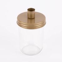 Kerzenhalter für Stabkerzen mit Dekoglas Metall u. Glas goldfarbig schimmernd groß 9x14cm