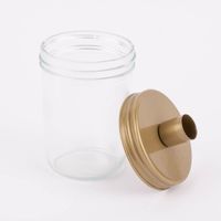 Kerzenhalter für Stabkerzen mit Dekoglas Metall u. Glas goldfarbig schimmernd groß 9x14cm