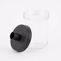 Kerzenhalter für Stabkerzen mit Dekoglas Metall u. Glas matt schwarz groß 9x14cm