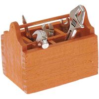 Rico Design Miniatur Werkzeugkoffer inkl. Werkzeug natur silberfarbig 7-tlg. 4.5x2.5x3.5cm