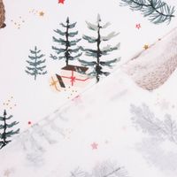 Baumwollstoff LUDWIG Weihnachten Tannenbaum Bär Geschenke weiß grün