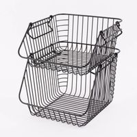Aufbewahrungskorb zum Stapeln hoch Metallgitter schwarz 27x30x22cm
