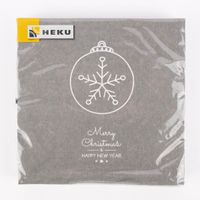 Serviette Merry Christmas & Happy New Year grau weiß 33x33cm 3lagig 20 Stück