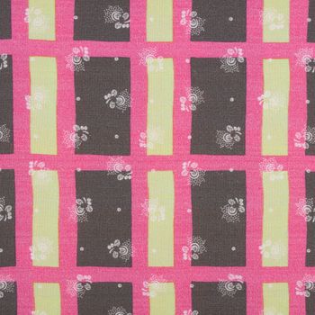 Baumwollstoff Trachten Karo Streublumen olivgrün maigrün pink 1.50m