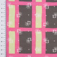 Baumwollstoff Trachten Karo Streublumen olivgrün maigrün pink 1.50m