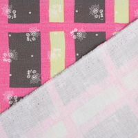 Baumwollstoff Trachten Karo Streublumen olivgrün maigrün pink 1.50m