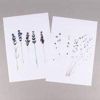Print Lavendel einzelne Zweige Papier weiß violett grün A3 29.7x42cm