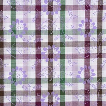 Baumwollstoff Trachten Karo Blätter Blüten weiß grün bordeaux 1.50m