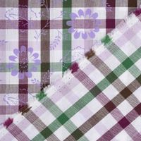 Baumwollstoff Trachten Karo Blätter Blüten weiß grün bordeaux 1.50m